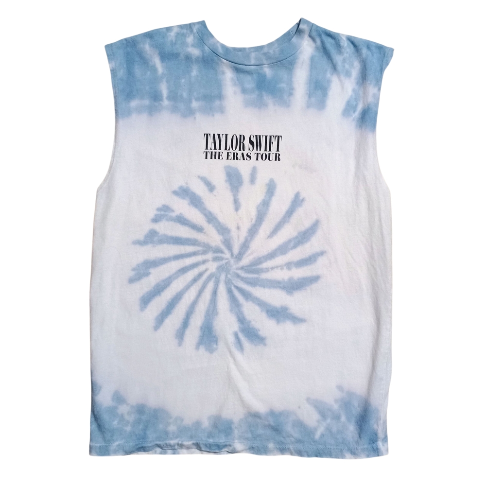Taylor Swift Eras Tour Blue and White Muscle Tee Sz S
